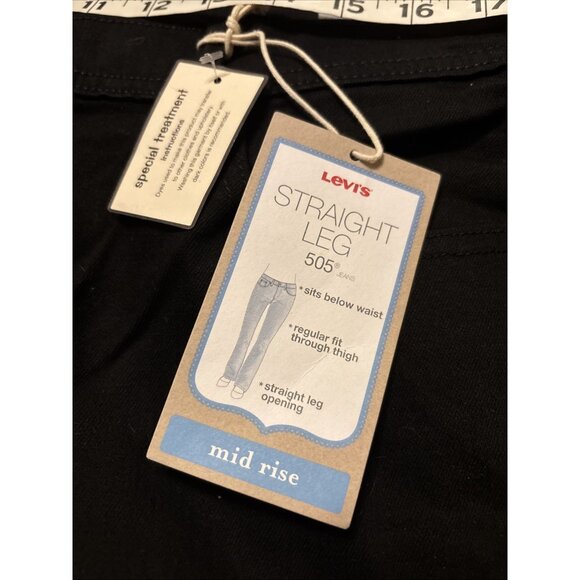 LEVI'S 505 Regular Fit MID-RISE Straight Leg Jeans Women's 16 Medium Black NWT - Picture 6 of 8